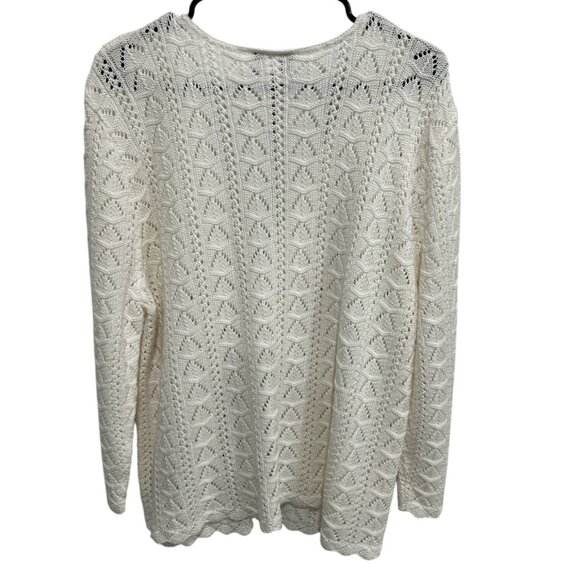 Vintage Just For Women White Crochet Button-Up Cardigan Sweater Sz 1X - Picture 2 of 10